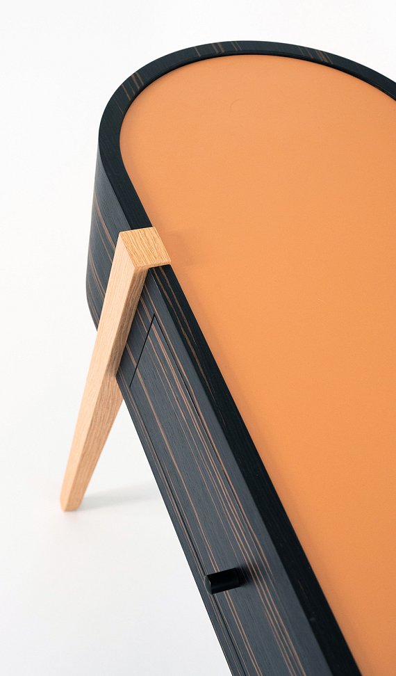 Mobilier sur mesure en ébène reconstitué et chêne réalisé pour un intérieur contemporain.